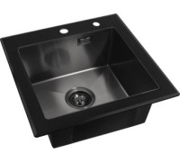 Кухонная мойка ARFEKA ECO AR 500*500 GS BLACK GLASS + BLACK PVD NANO