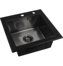 Кухонная мойка ARFEKA ECO AR 500*500 GS BLACK GLASS + BLACK PVD NANO
