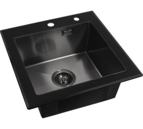 Кухонная мойка ARFEKA ECO AR 500*500 GS BLACK GLASS + BLACK PVD NANO