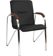 Офисный стул Белс Самба Chrome V 451375/V4 кожзам черный/темный орех