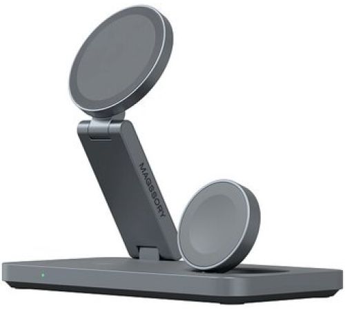 Беспроводное зарядное Magssory Yoga 3 в 1 Charging Station для Apple Qi2 WCH016m темно-серый