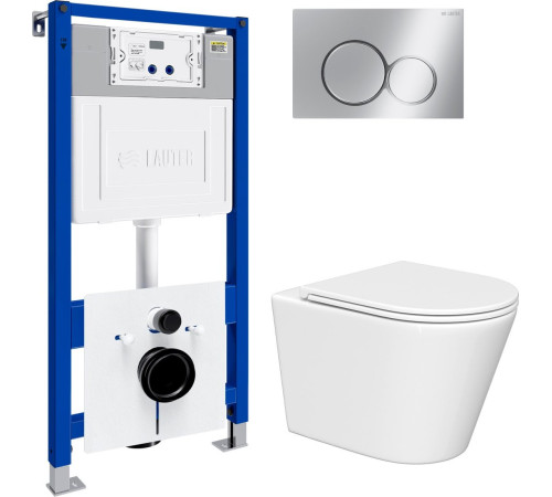 Унитаз подвесной Lauter Longer 2110822 с кнопкой 219701E круглая, хром