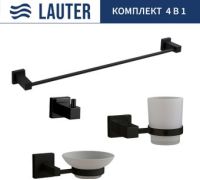 Набор аксессуаров для ванной Lauter 21SH6062 + 21SH6052 + 21SH6092 + 21SH6012 Matt Black, 4 предмета