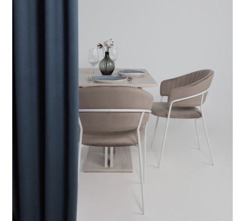 Стул с подлокотниками Алвест AV 433 светло-коричневый бархат H-61/белый