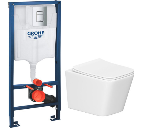 Унитаз подвесной Lauter Square 214903 + GROHE Rapid SL 38772001 прямоугольная, хром