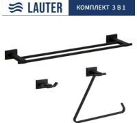 Набор аксессуаров для ванной Lauter 21TS1010 + 21TS1018 + 21TS1012 Matt Black, 3 предмета