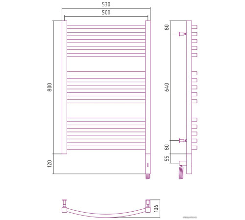 Полотенцесушитель Сунержа Аркус 3.0 800х500 МЭМ правый 00-5705-8050