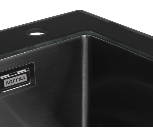 Кухонная мойка ARFEKA ECO AR 500*500 GS BLACK GLASS + BLACK PVD NANO