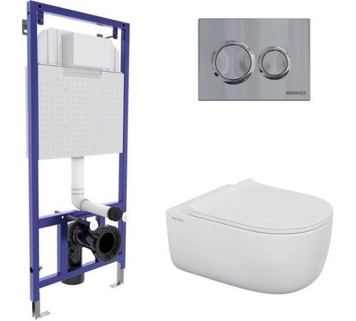 Унитаз подвесной Berges Wasserhaus Ego XL Rimless 043302 с сиденьем