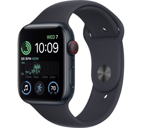 Умные часы Apple Watch SE 2 44 мм алюминиевый корпус, полуночный/полуночный, спортивный силиконовый ремешок M/L