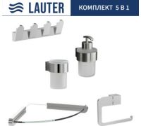 Набор аксессуаров для ванной Lauter 21TS3018 + 21TS3020 + 21TS3008 + 21TS3014 + 21TS3007 Chrome, 5 предметов