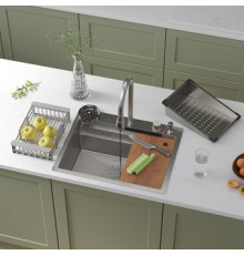 Кухонная мойка Roxen Stage Plus 560250-60-S многофункциональная 8 в 1 60*48/текстурный сатин