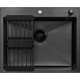 Кухонная мойка ARFEKA ECO AR мойка 600*500, коландер, дозатор BLACK DECOR VOLCANIC ROCK
