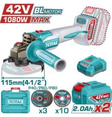 Угловая шлифмашина Total TAGLI4108112 с 2-мя АКБ, кейс