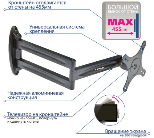 Кронштейн для телевизора Kromax TECHNO-11 черный