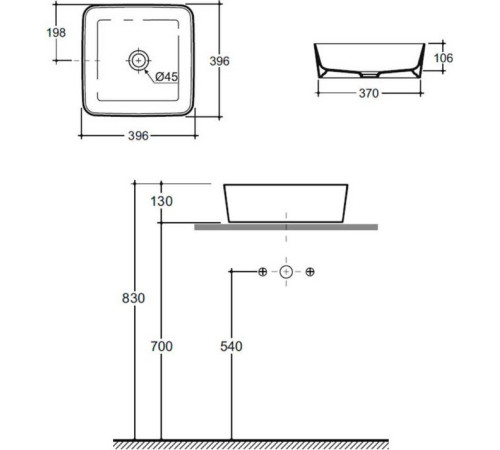 Умывальник Керамин Плаза 40 ФС белый фаянс