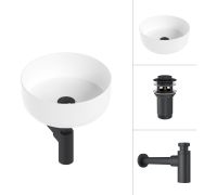 Умывальник Lauter 21499-31 + клапан 21190B + сифон 21635B черный матовый