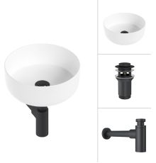 Умывальник Lauter 21499-31 + клапан 21190B + сифон 21635B черный матовый