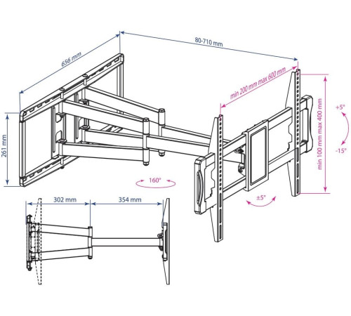 Кронштейн для телевизора Kromax ATLANTIS-70 черный
