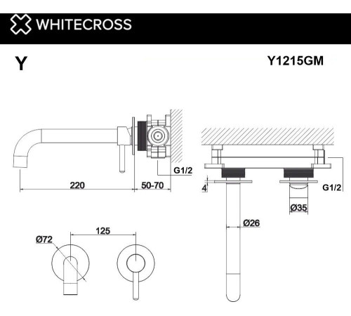Смеситель Whitecross Y Y1215GM оружейная сталь