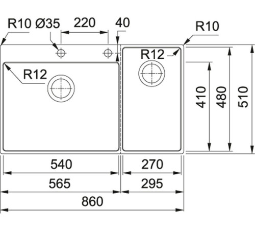 Кухонная мойка Franke Box Center BWX 220-54-27 TL 127.0538.260