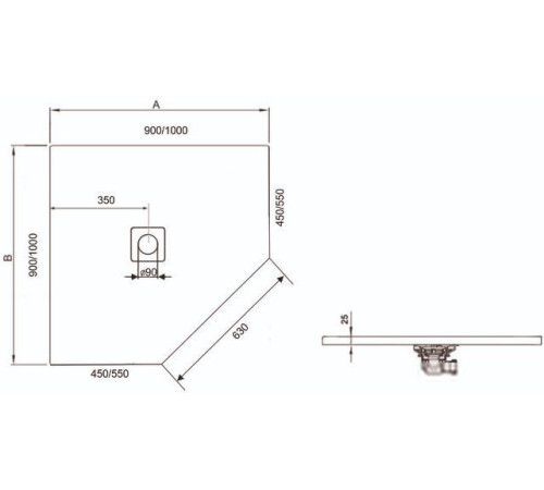 Душевой поддон RGW ST/T-0100W 100x100