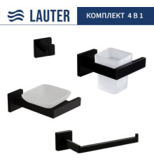Набор аксессуаров для ванной Lauter 21SH71062 + 21SH71052 + 21SH71072 + 21SH71092 Matt Black, 4 предмета