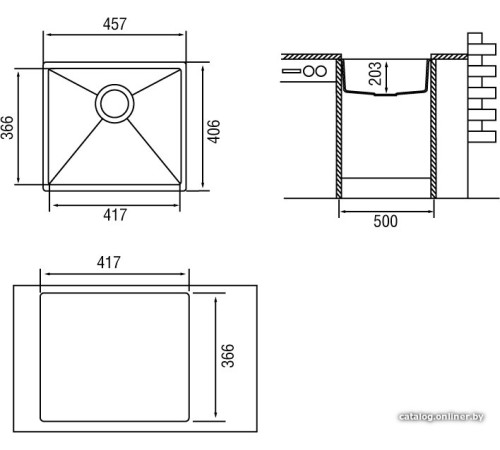 Кухонная мойка Longran Geos GES457.406 onyx/10