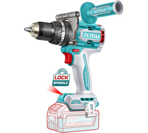 Ударная дрель-шуруповерт Total TIDLI201668 с 2-мя АКБ, кейс