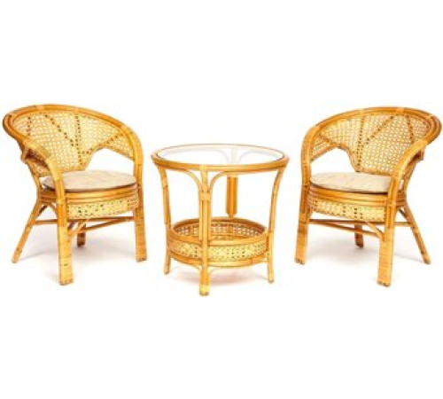 Набор садовой мебели TetChair Pelangi стол/2 кресла, без подушек, honey