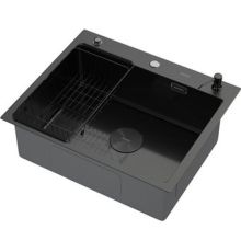 Кухонная мойка ARFEKA ECO AR мойка 600*500 POP-UP, коландер F, дозатор BLACK DECOR MILLET GRAINS