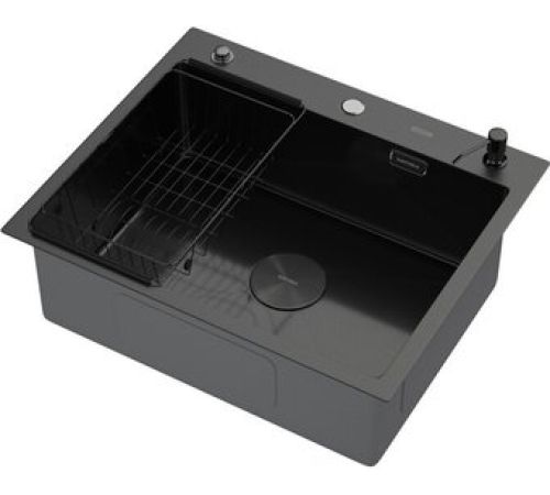 Кухонная мойка ARFEKA ECO AR мойка 600*500 POP-UP, коландер F, дозатор BLACK DECOR MILLET GRAINS