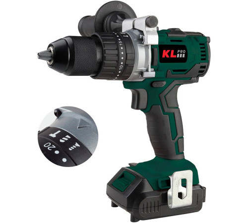 Ударная дрель-шуруповерт KLPRO KLDM18B-20 с 2-мя АКБ, кейс