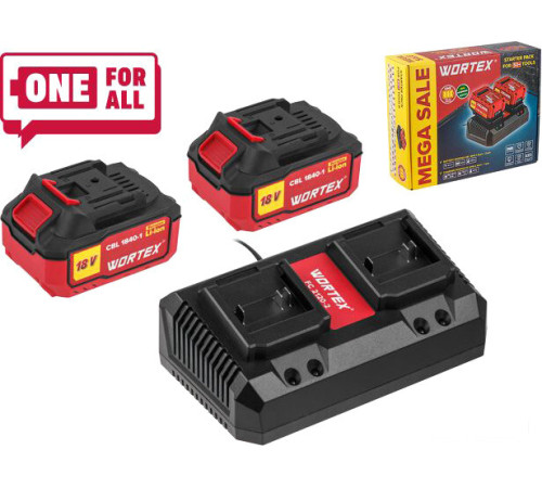 Аккумулятор с зарядным устройством Wortex 1329413 18В/4.0 Ah + 18В