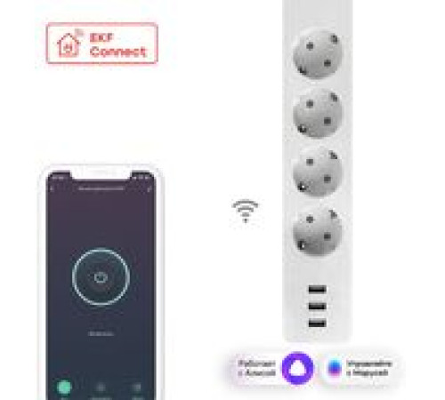 Умный удлинитель EKF Connect Wi-Fi c USB RCE-1-WF