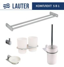 Набор аксессуаров для ванной Lauter 21SH2081 + 21SH2051 + 21SH2091 + 21SH42021 + 21SH2111 Chrome, 5 предметов