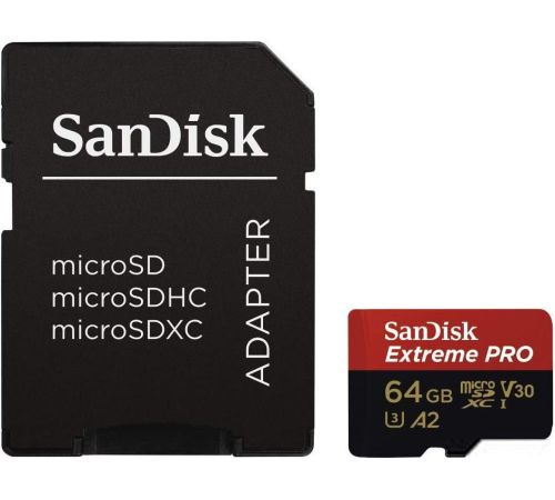 Карта памяти SanDisk Extreme PRO microSDXC SDSQXCU-064G-GN6MA 64GB с адаптером