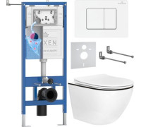 Унитаз подвесной Roxen Antares Black в комплекте с инсталляцией StounFix Dual Fresh 6 в 1 868551 кнопка: белый глянцевая