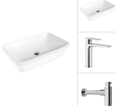 Умывальник Lauter 21370 + Reef 21CK678C с сифоном 21635CH хром
