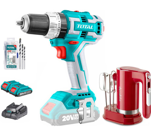 Total TOSLI23062 шуруповерт, миксер, с 2-мя АКБ, оснастка