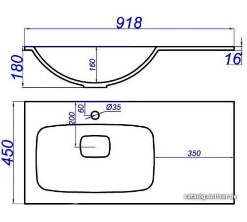 Умывальник Aqwella Malaga 900 левый