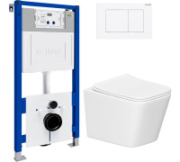 Унитаз подвесной Lauter Square 214903 с кнопкой 219702J прямоугольная, белый