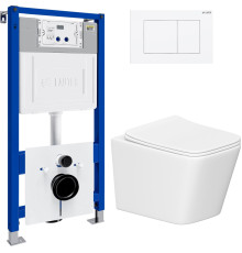 Унитаз подвесной Lauter Square 214903 с кнопкой 219702J прямоугольная, белый