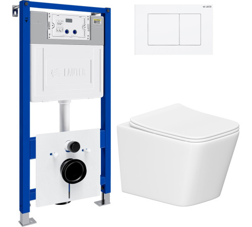 Унитаз подвесной Lauter Square 214903 с кнопкой 219702J прямоугольная, белый