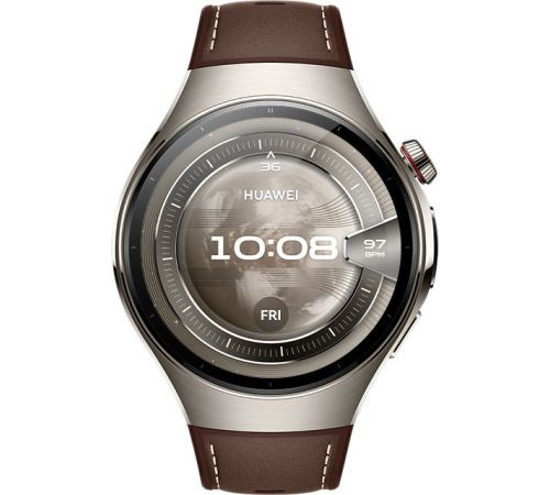 Умные часы Huawei Watch 5 46 мм титановый, с коричневым силиконовым ремешком, международная версия