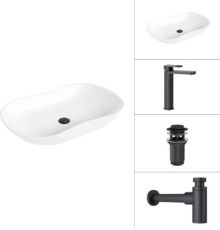 Умывальник Lauter 21570 + Cascade 21СК0655BS + сифон 21635B + дон.клапан 21190B черный матовый