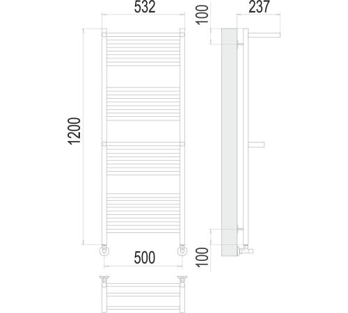 Полотенцесушитель TERMINUS Аврора 32/20 П22 500x1200 с 2 полками