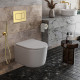 Унитаз подвесной Roxen Simple compact в комплекте с инсталляцией StounFix Dual Fresh 6 в 1 968480 кнопка: брашированное золото