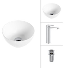 Умывальник Lauter 21601E + Cascade 21СК0655C с донным клапаном 21190CH хром