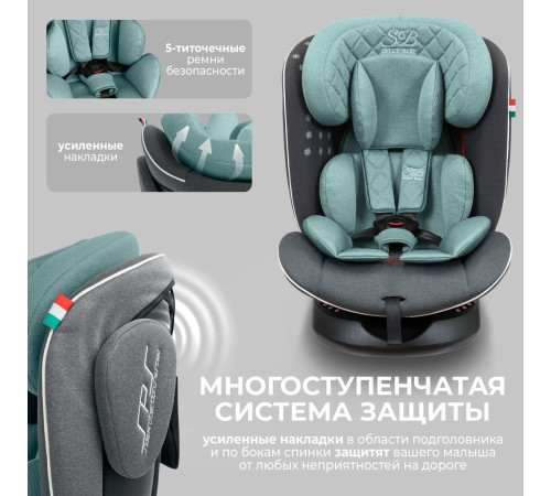 Детское автокресло Sweet Baby Crosstour 360 SPS Isofix 0-36 серый/бирюзовый
